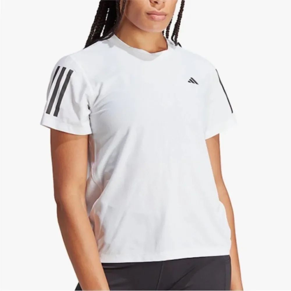 ADIDAS | White & Black Own The Run Aeroready Short Sleeve Tee Women’s Size XL